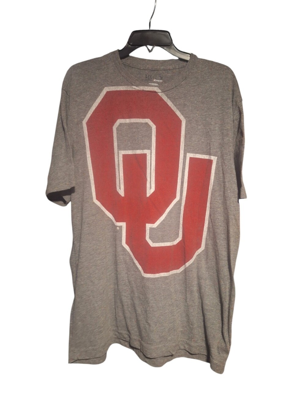 Majestic Gray Short-Sleeve Tee with Large Red OU Logo
